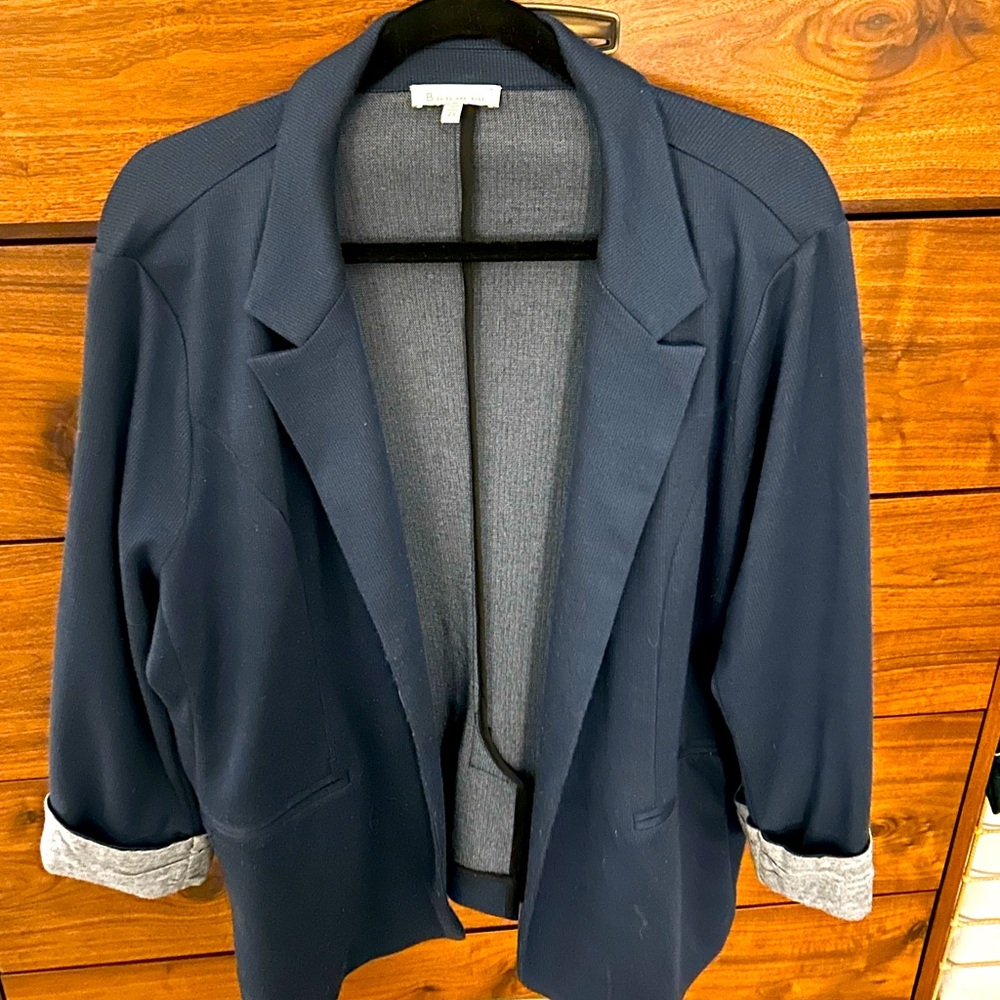 Skies are Blue navy blue plus cotton blazer 2x